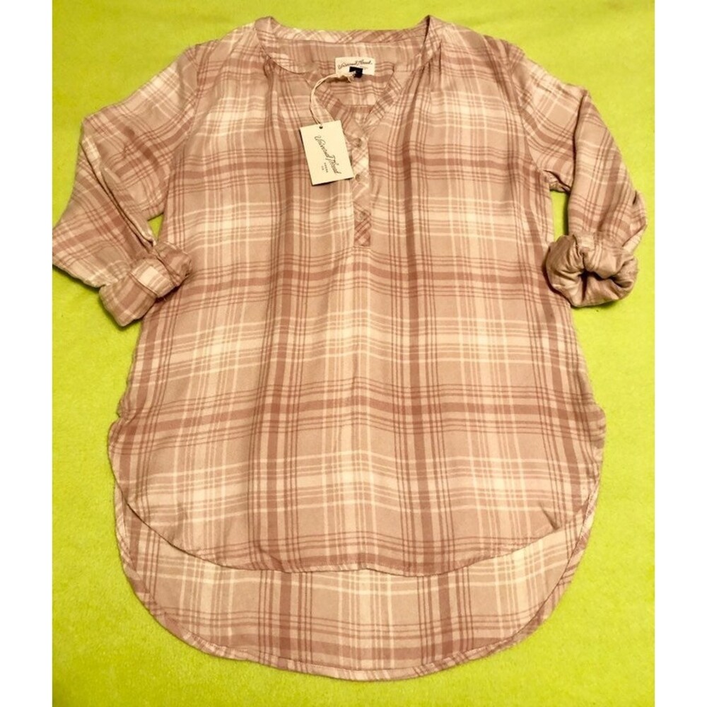NWT Vintage Thread Pink Plaid Flannel XS